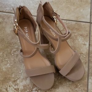 Tan pumps open toe